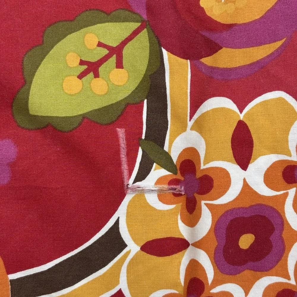 Pottery Barn King Duvet Cover Two Shams Red Floral Retro Mod Cotton Reversible‎